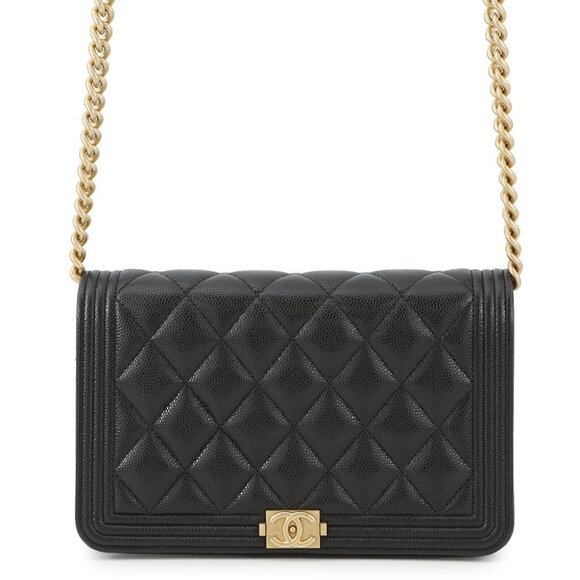 CHANEL Boy Chanel Chain Wallet Calfskin Black AP1117 - Picture 1 of 16